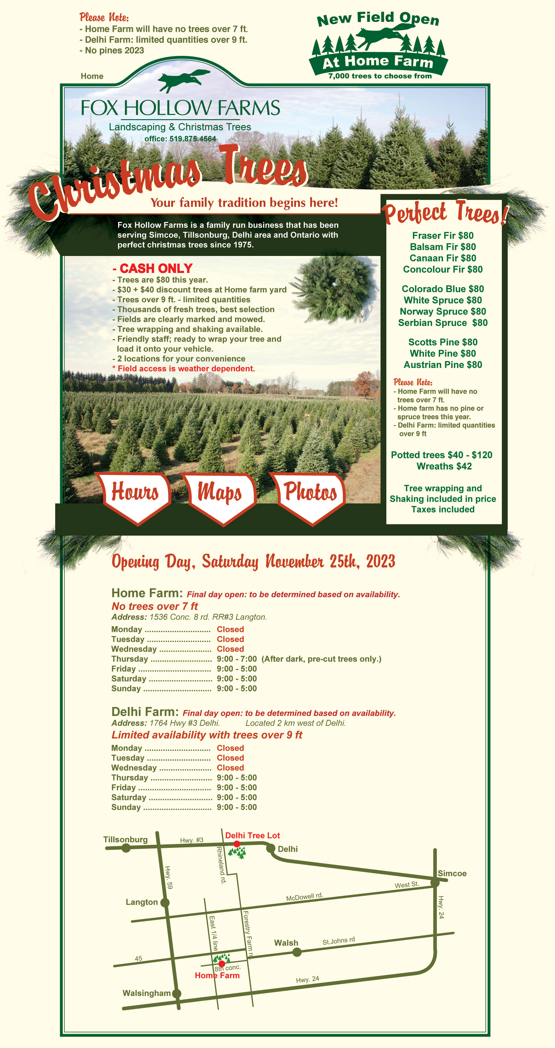 Fox Hollow Farms - Norfolk Ontario Nursery Christmas Trees and Landscaping Trees